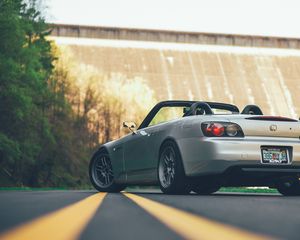Превью обои honda s2000, honda, автомобиль, серый, дорога