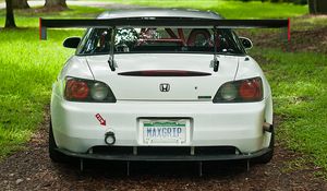 Превью обои honda s2000, honda, автомобиль, белый, вид сзади