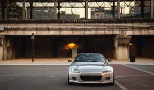 Превью обои honda s2000, honda, автомобиль, серебристый, вид спереди