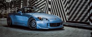 Превью обои honda s2000, honda, автомобиль, синий, вид спереди