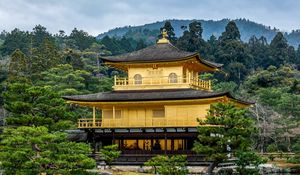 Превью обои храм, пагода, здание, архитектура, отражение, япония
