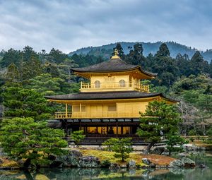 Превью обои храм, пагода, здание, архитектура, отражение, япония