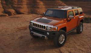 Превью обои hummer h3, hummer, красный, вид сбоку