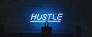 Превью обои hustle, неон, надпись, буквы, подсветка