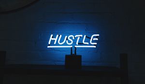 Превью обои hustle, неон, надпись, буквы, подсветка