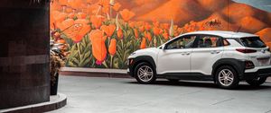 Превью обои hyundai kona, hyundai, автомобиль, внедорожник, белый