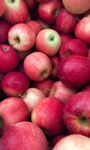 Превью обои яблоки, фрукты, капли, урожай, красный