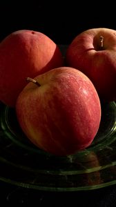 Превью обои яблоки, фрукты, спелый, красный, тарелка