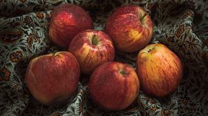 Превью обои яблоки, фрукты, урожай, красный