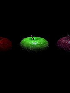 Превью обои яблоки, оттенки, черный, зеленое, красное, бордовое