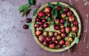 Превью обои яблоки, райские яблочки, китайки, тарелка