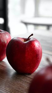 Превью обои яблоко, фрукт, красный, поверхность