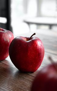 Превью обои яблоко, фрукт, красный, поверхность