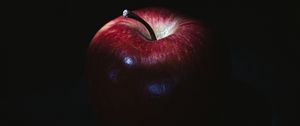 Превью обои яблоко, фрукт, красный, тень, темный