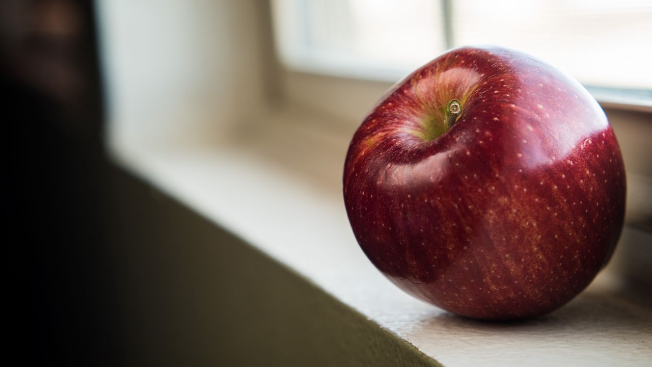 Обои яблоко, фрукт, макро, красный