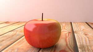 Превью обои яблоко, фрукт, поверхность, деревянный