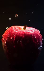 Превью обои яблоко, вода, брызги, фрукт