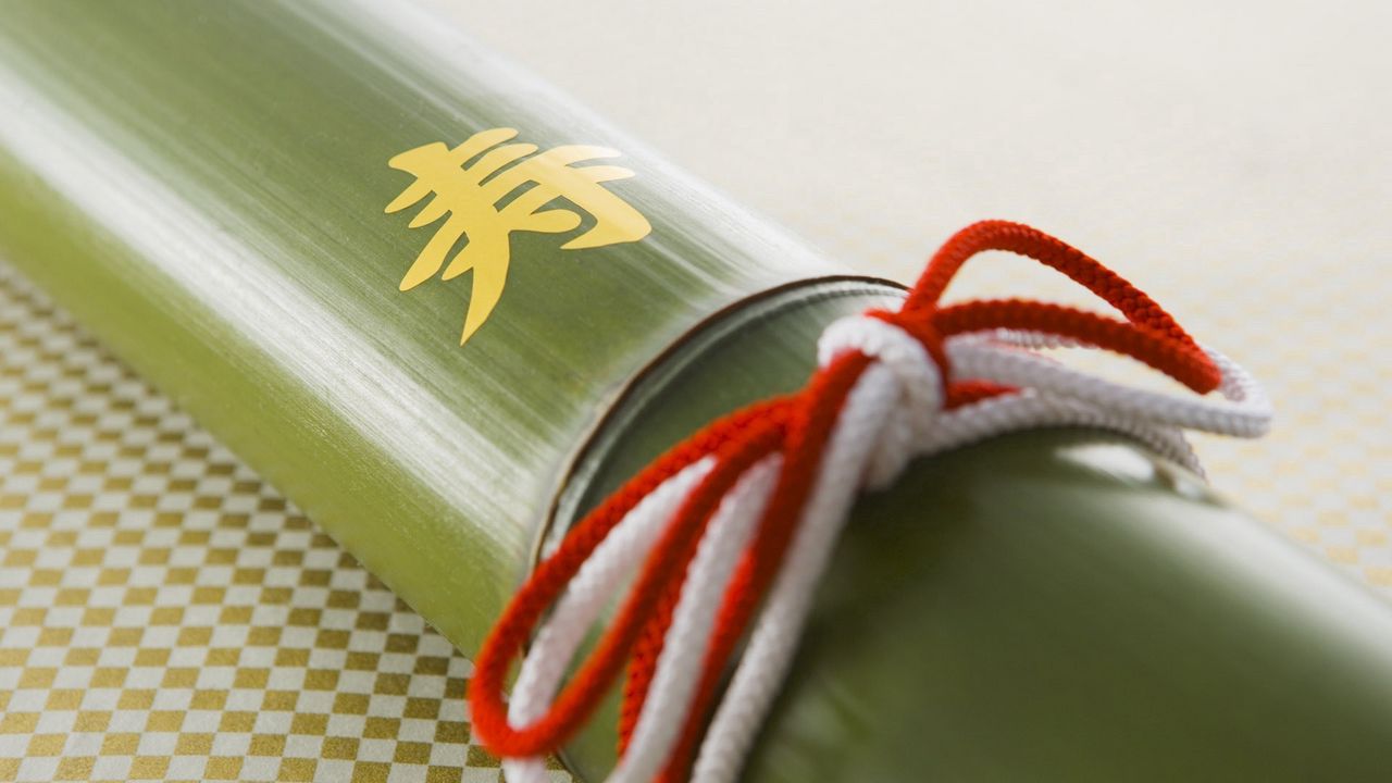 Обои япония, бамбук, палочка, лента, веревка