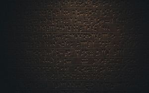 Превью обои иероглифы, надпись, стена, текстура, темный