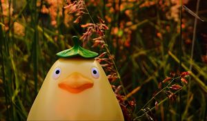 Превью обои игрушка, фигурка, трава, забавный