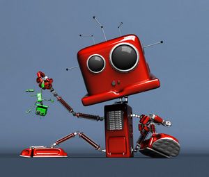 Превью обои игрушка, ошибка, красный, робот