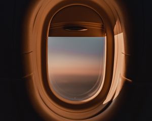 Превью обои иллюминатор, окно, самолет, темный, вид