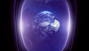 Превью обои иллюминатор, планета, космос, окно