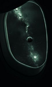 Превью обои иллюминатор, планеты, космос, звезды