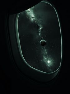 Превью обои иллюминатор, планеты, космос, звезды