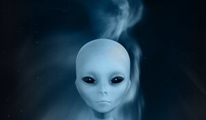 Превью обои инопланетянин, пришелец, лицо, дым, небо