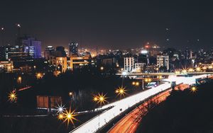 Превью обои иран, ночной город, дорога, огни города