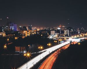 Превью обои иран, ночной город, дорога, огни города