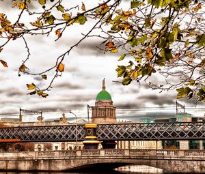 Превью обои ирландия, дублин, здание, осень, деревья, мост
