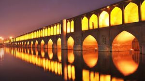 Превью обои исфахан, иран, строение, мост, ночь, свет