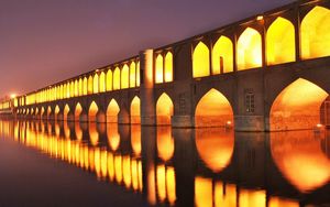 Превью обои исфахан, иран, строение, мост, ночь, свет