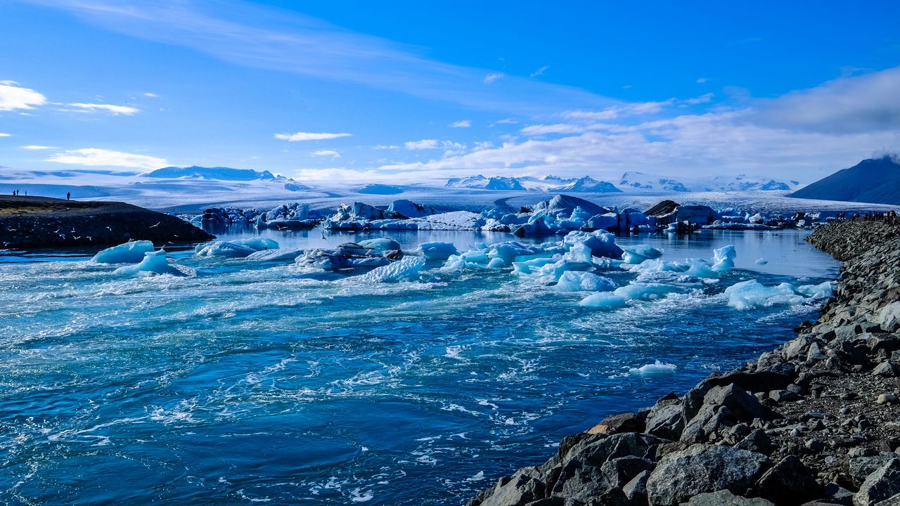 Обои исландия, лед, океан, берег