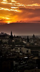 Превью обои италия, флоренция, закат, небо, здания