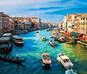 Превью обои италия, венеция, река, дома, причал
