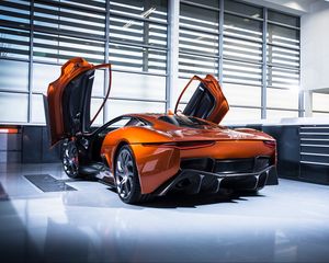 Превью обои jaguar c-x75, jaguar, спорткар, вид сбоку