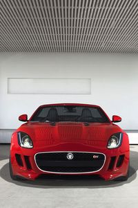 Превью обои jaguar, f-type, красный, вид спереди