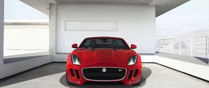 Превью обои jaguar, f-type, красный, вид спереди