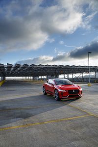 Превью обои jaguar i-pace, jaguar, кроссовер, красный