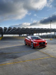 Превью обои jaguar i-pace, jaguar, кроссовер, красный