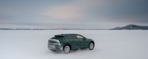 Превью обои jaguar i-pace, jaguar, снег, зима, бездорожье