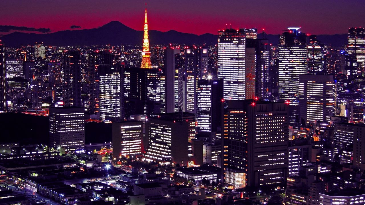 Обои japan, tokyo, япония, токио, здания, ночь, город