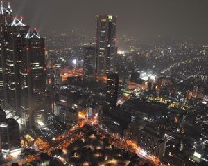 Превью обои japan, tokyo, япония, токио, вечер, огни города, вид сверху