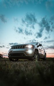 Превью обои jeep grand cherokee, jeep, автомобиль, внедорожник, серый