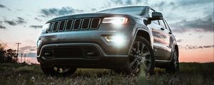 Превью обои jeep grand cherokee, jeep, автомобиль, внедорожник, серый