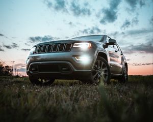 Превью обои jeep grand cherokee, jeep, автомобиль, внедорожник, серый