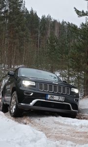 Превью обои jeep renegade, jeep, автомобиль, внедорожник, черный, снег